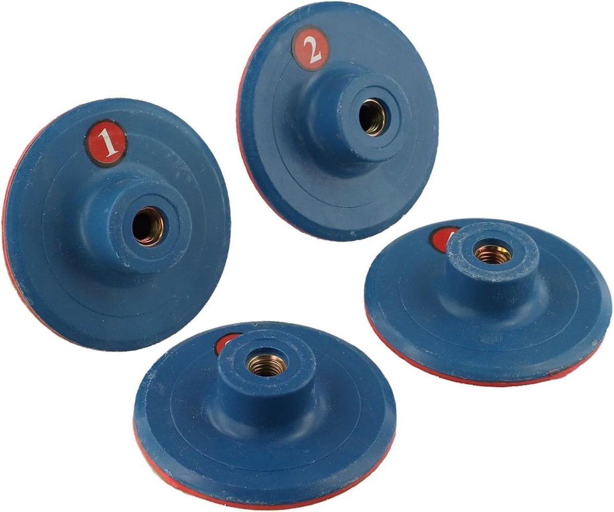 Polijstpads Set - Schijven voor Steen - Steen Afwerken - Droog Polijsten - 4 Stuks 3 Inch - Blauw