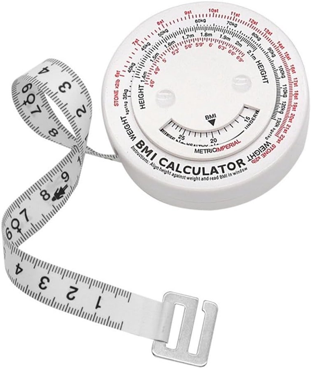 Meetlint met BMI - Lichaamsmeter - Voortgang Bijhouden - Zelfmeting functie - 150 cm - Wit