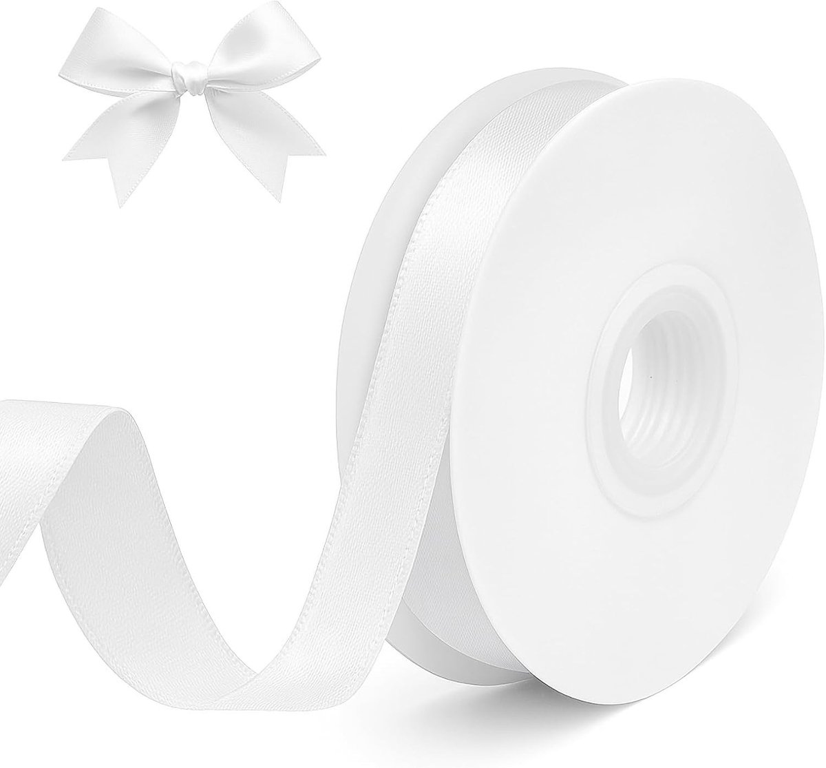 Dikke Witte Lint van 10mm voor Cadeauverpakking, 22m Lang, Perfect voor Verjaardagen, Feestdagen en Bruiloften