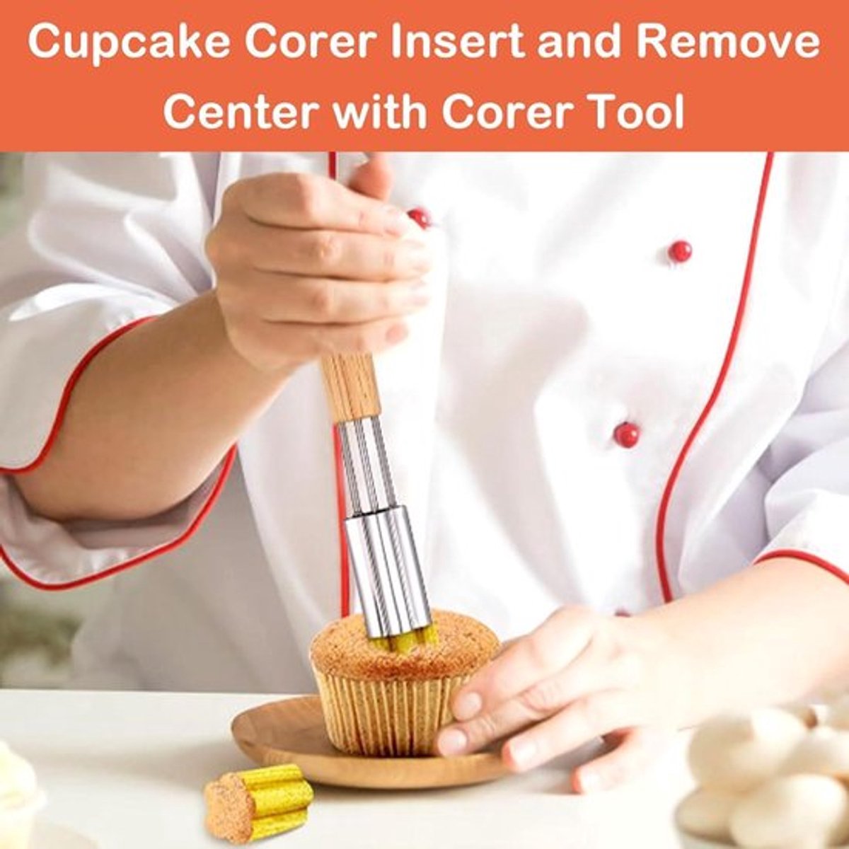 Roestvrij Staal Cupcake Plunger Cutter met Cake Graven - Allecto Plus