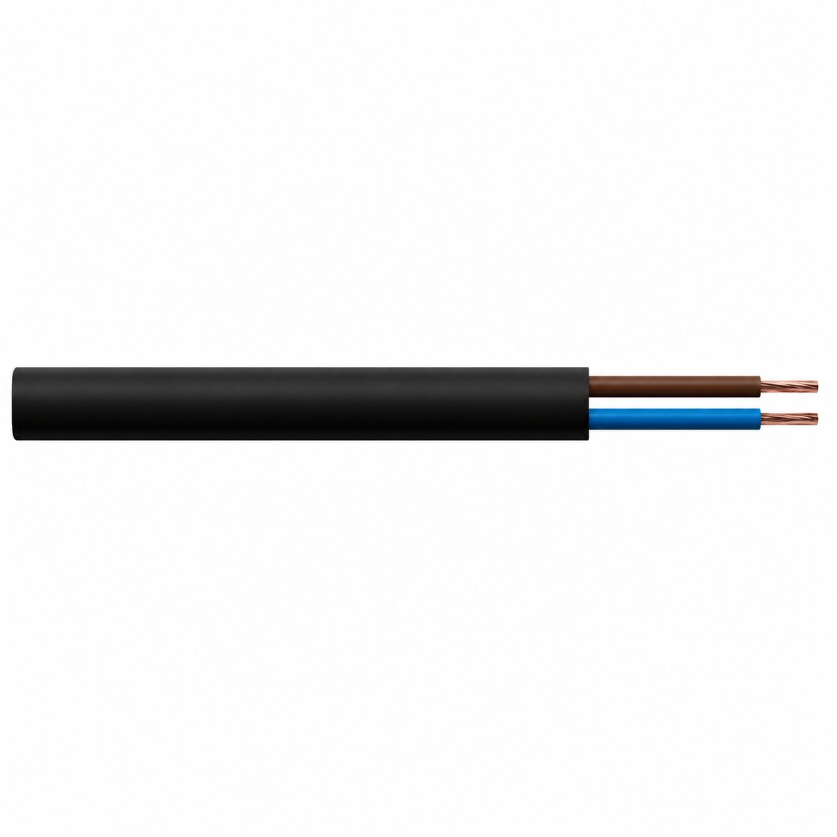 Kabel 2-aderig VMVL 230V 2x1,5mm2 zwart per 5m