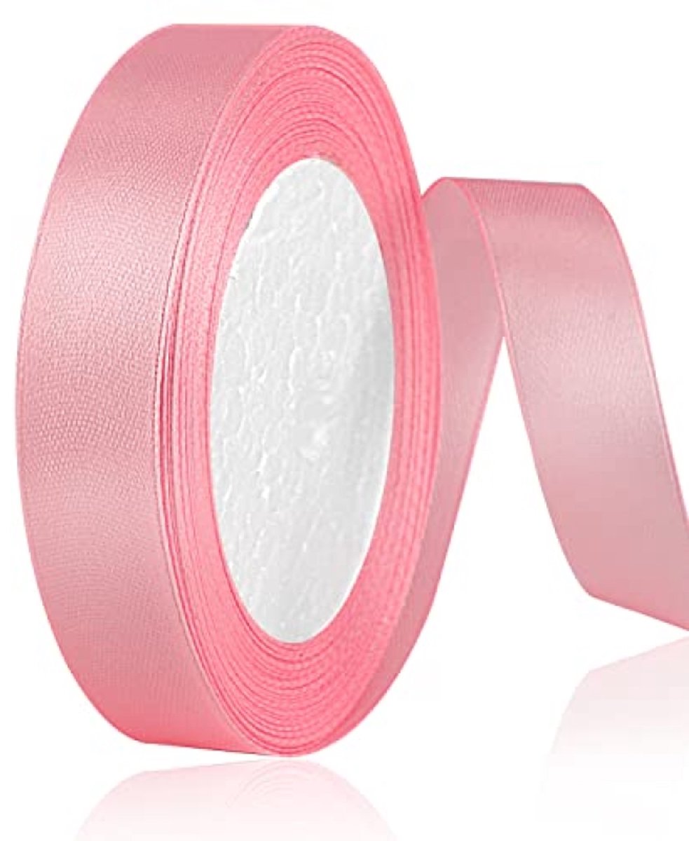 Satijnen lint, 20 mm x 22 m, roze – dubbelzijdig polyester voor geschenkverpakking, DIY-projecten en decoratie