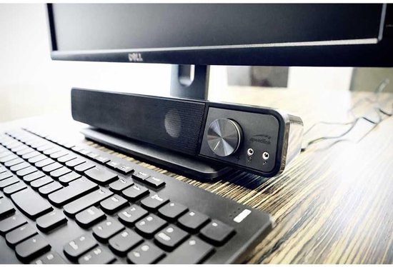 Stereo Soundbar - PC Speaker - Muziek Luisteren - Compact Ontwerp - 382 x 69 x 60 mm - Zwart — afbeelding 2