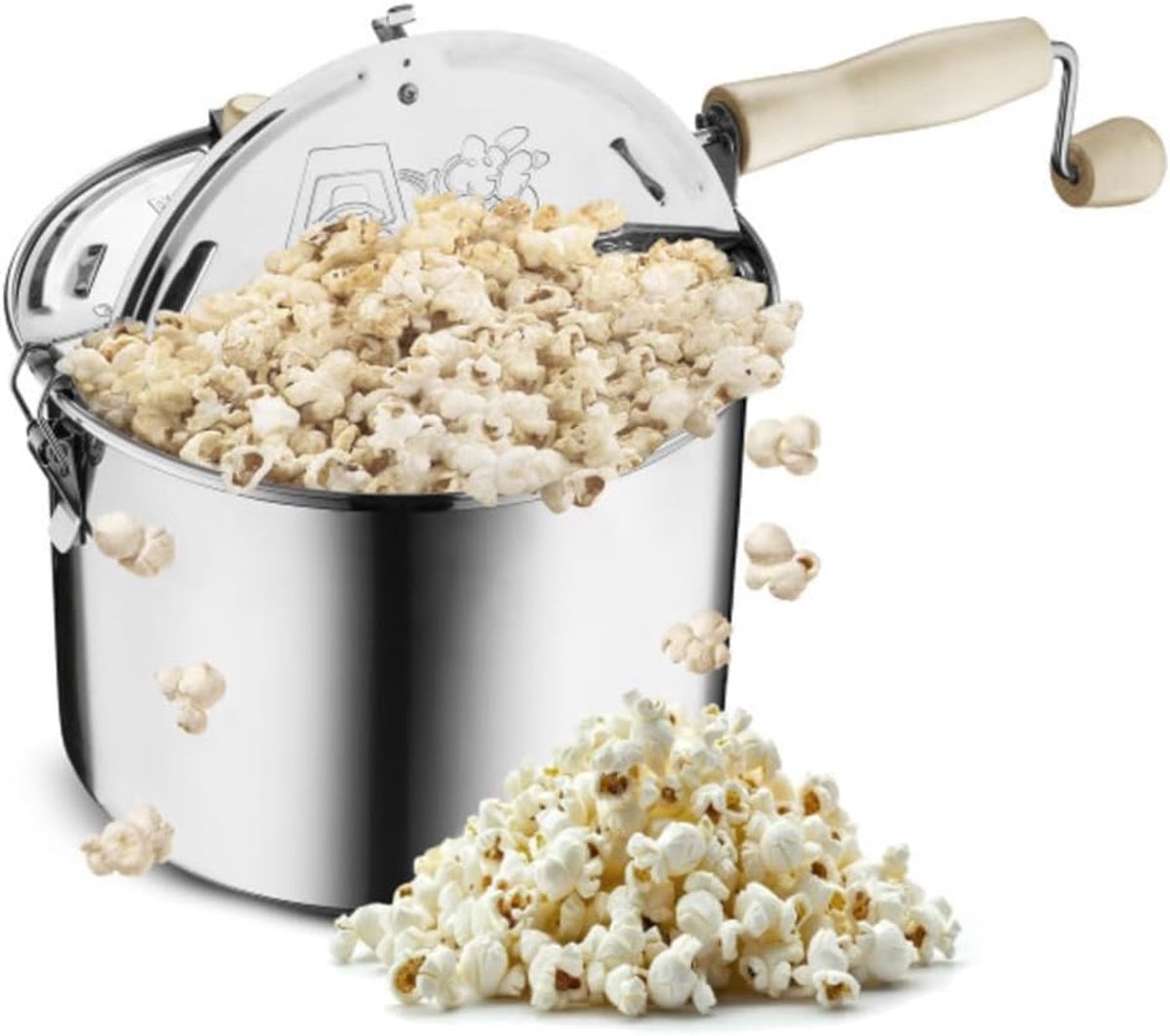 Popcorn Machine - Popcorn Maker - Filmavond Snacks - Gelijkmatig Koken - 6.5 Liter - Zilver