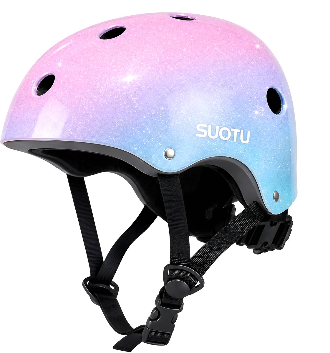 Suotu Verstelbare Skatehelm - Fietshelm - Skateboard, Scooter, BMX Helm - Maat M - Roze/Blauw