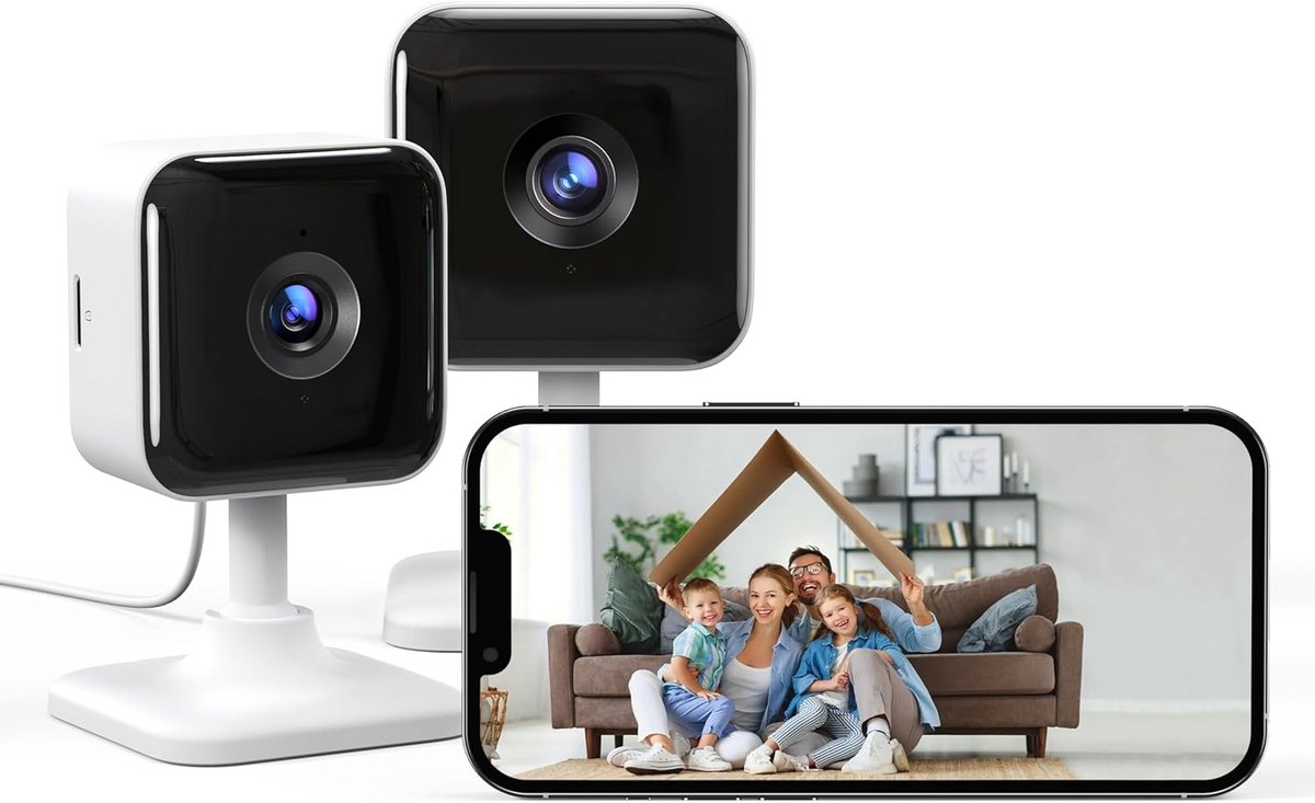 Beveiligingscamera Binnen - WiFi Camera - Huisbewaking Thuis - Bewegingsdetectie Geluid - 110 Graden Kijkhoek - Wit