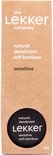 Kartonnen verpakking met 'the Lekker company', 'natural deodorant soft bamboo sensitive' en '30g'.