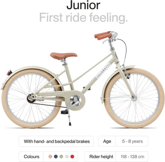 Veloretti Junior Kinderfiets - 20 inch - Beige - 5-8 jaar van Veloretti — afbeelding 3