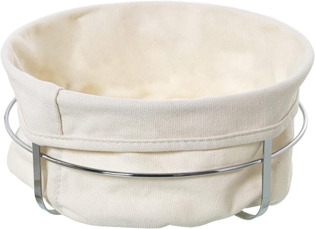 Ronde broodmand - Broodtrommel metaal - Brood bewaren - Chroom en natuur - 22 x 11 cm - Zilver