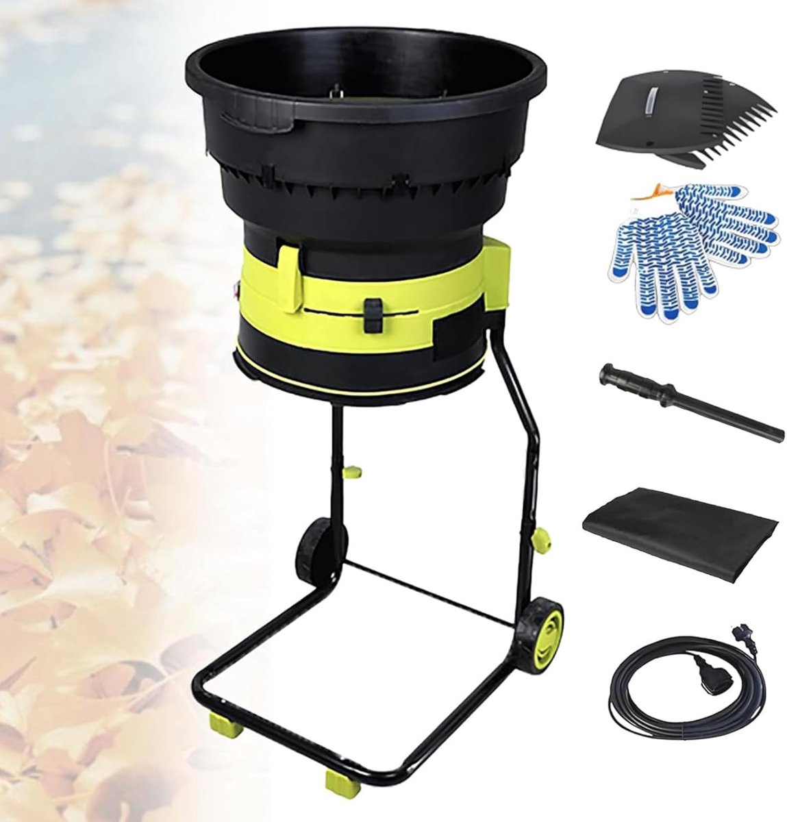 Elektrische Bladhakselaar - Tuinhakselaar Mulcher - Tuinafval Verwerken - Messenvrije Technologie - 54 cm Trechter - Zwart