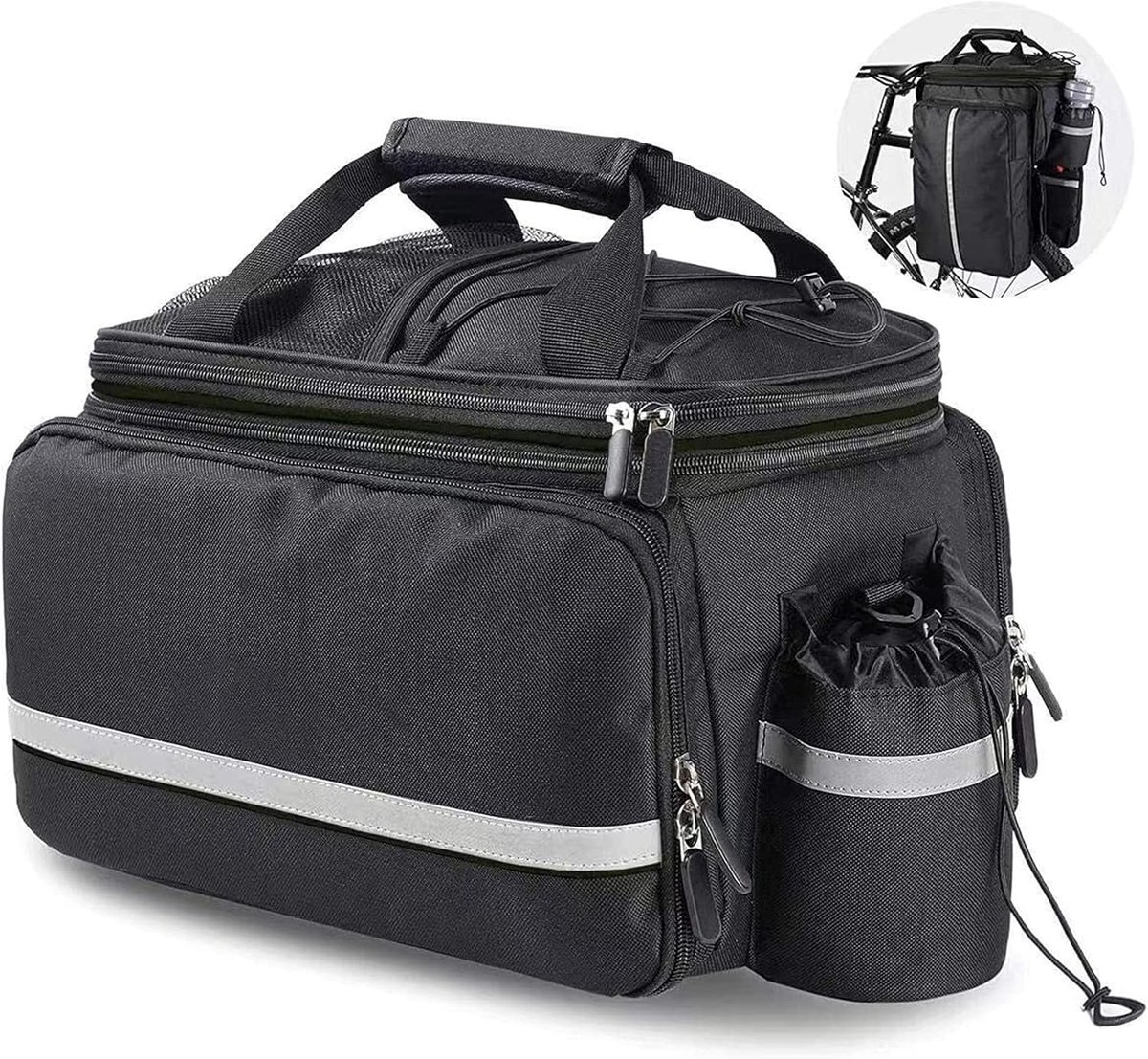 Fietstassen Set - Bagagedragertas - Fietsen en Reizen - Waterdicht en Reflecterend - 20-35 Liter - Zwart