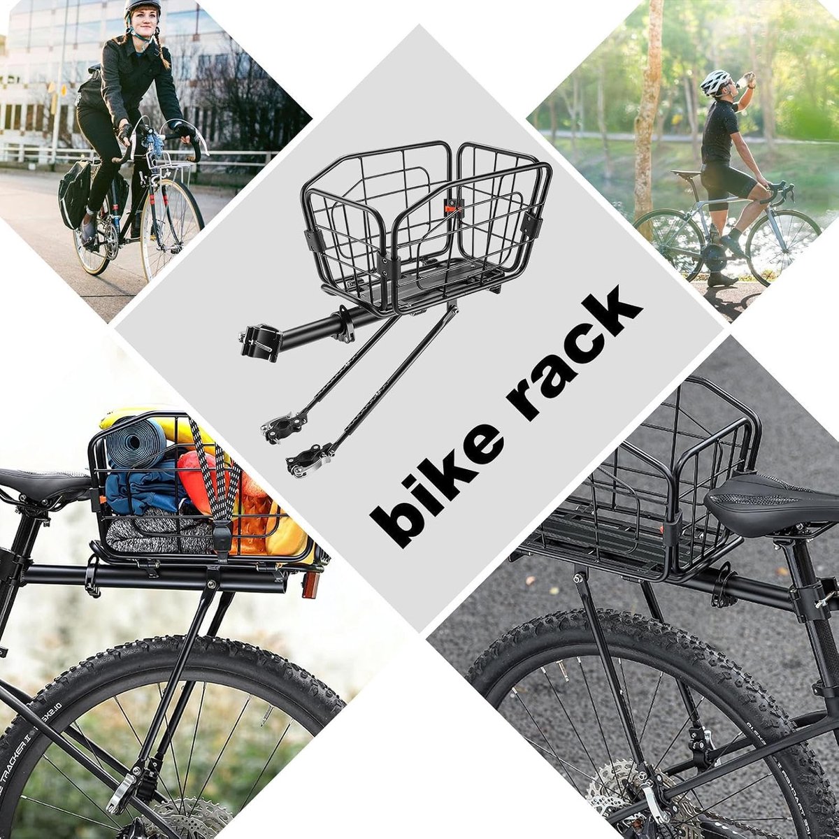 Fietsmand Achterop - Fietsbagagedrager Mand - Boodschappen Vervoeren - Afneembaar Ontwerp - 20L Capaciteit - Zwart