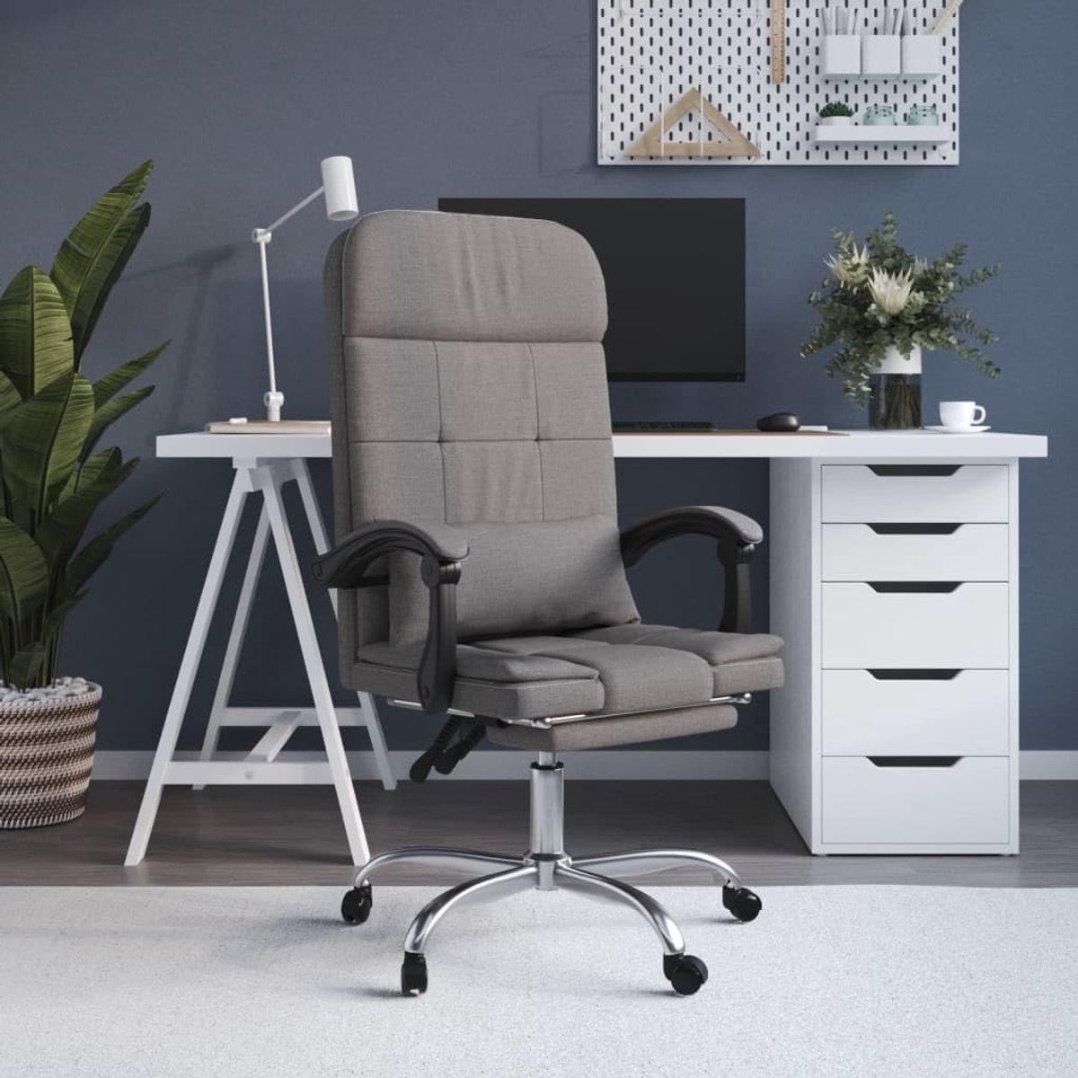 Massage bureaustoel - Ergonomische stoel - Ontspannen werken - Verstelbare rugleuning - 51 x 44 cm - Taupe
