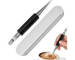 Latte Art Pen - Koffie Tekenpen - Koffie Decoratie - Dubbele Roestvrijstalen Punt - 14.7 cm - Zwart