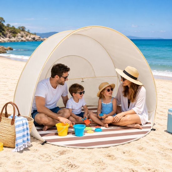 Home & Marker - Pop-up Strandtent - UPF 50+ UV-Bescherming - Strandschelp & Zonnetent voor Baby, Kind en Gezin - 120x120x100 cm - Inclusief Draagtas & Haringen - POPYTENT van Home & Marker — afbeelding 3