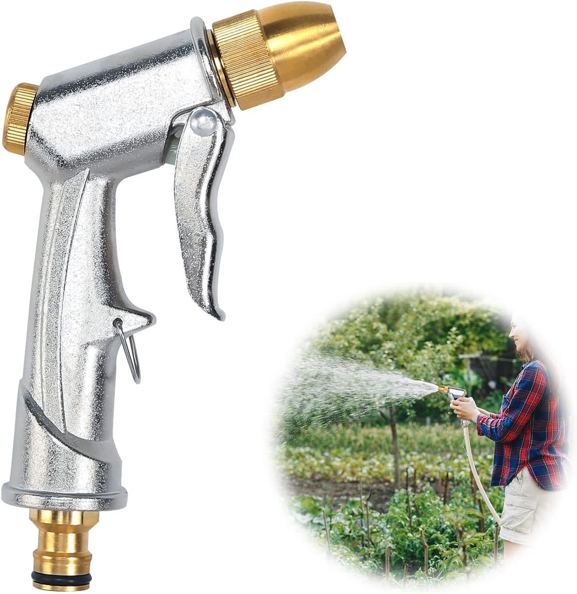 Tuinslang Spuitpistool - Aluminiumlegering - Meerdere Waterstromen Instelbaar - Hoge Druk Lekvrij - Voor Tuin en Auto