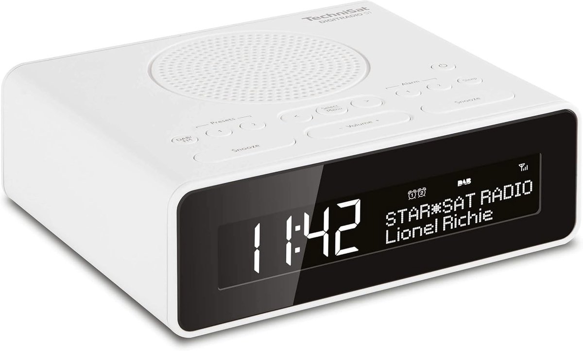 Wekkerradio - Wit - Digitale DAB+ en FM Ontvangst - Snooze en Slaaptimer - Voor in de Slaapkamer