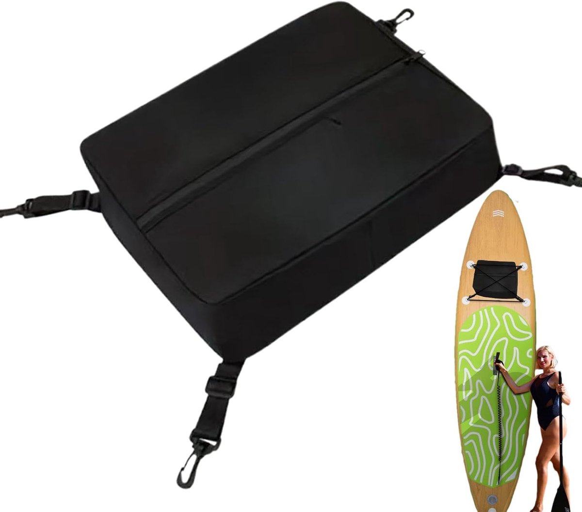 Paddleboard Koeltas - Waterdichte Opbergtas - Buitenactiviteiten Opslag - Veilige Zuignapbevestiging - 40x30x10cm - Zwart