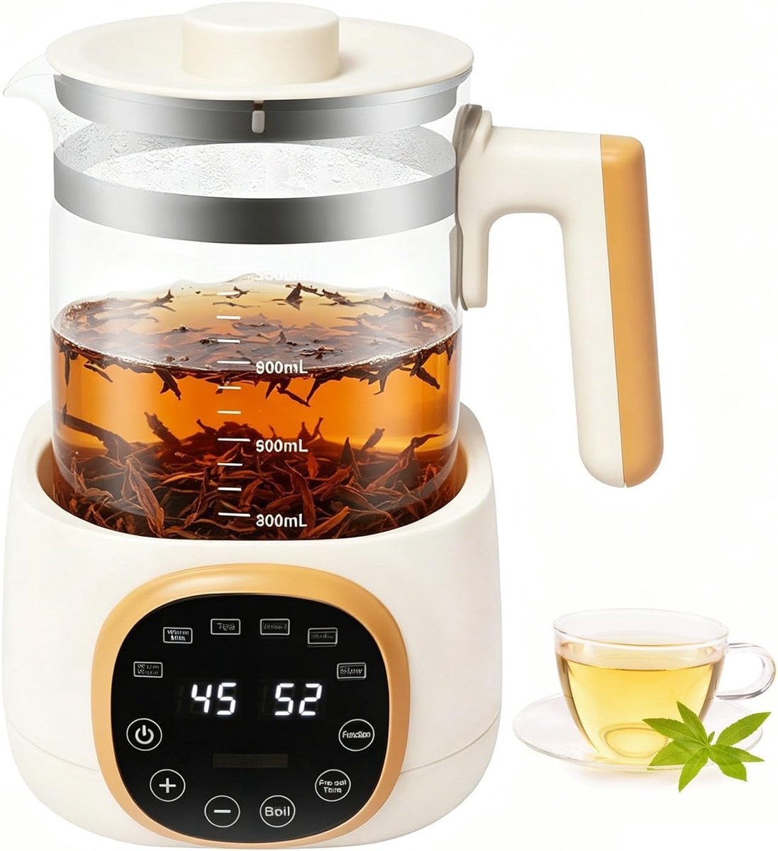 Glazen Waterkoker Mini Ketel Constante Warmte 72 Uur Warmhoudfunctie 13 Liter Wit