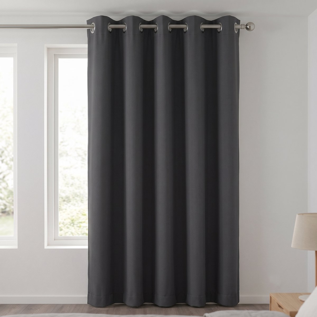 Gordijnen kant en klaar met ringen - Blackout - 150 x 250 cm - Antraciet - Verduisterend