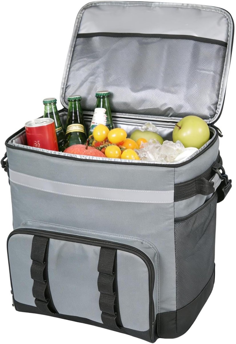 Geïsoleerde Koelbox - Waterdichte Voering - Strandreizen - Telescopisch Handvat - 35 Liter - Donkergrijs