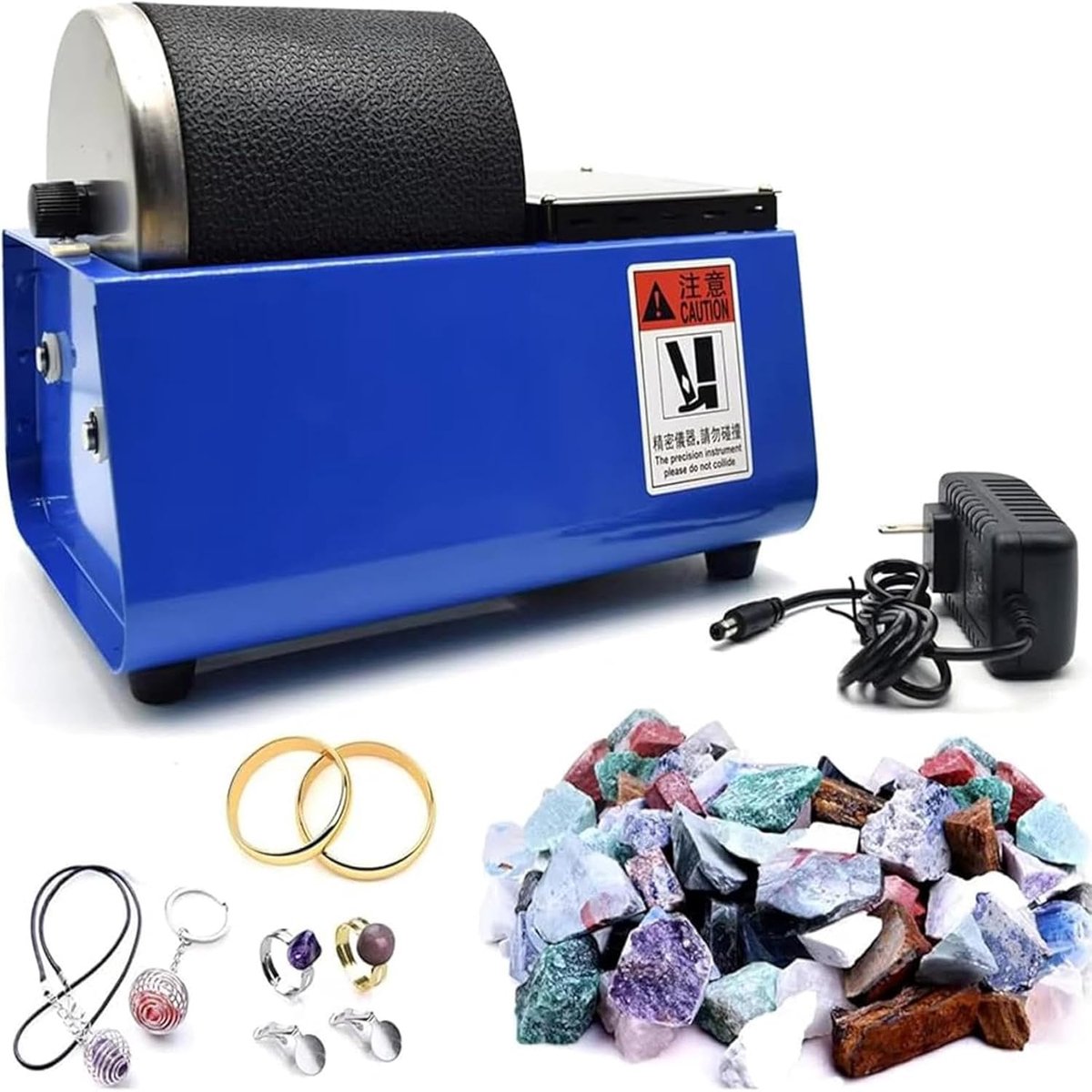 Polijstmachine Trommel - Edelsteen Tumbler - Sieraden Maken - Traploze Snelheid - 12x11.2 CM Trommel - Oranje