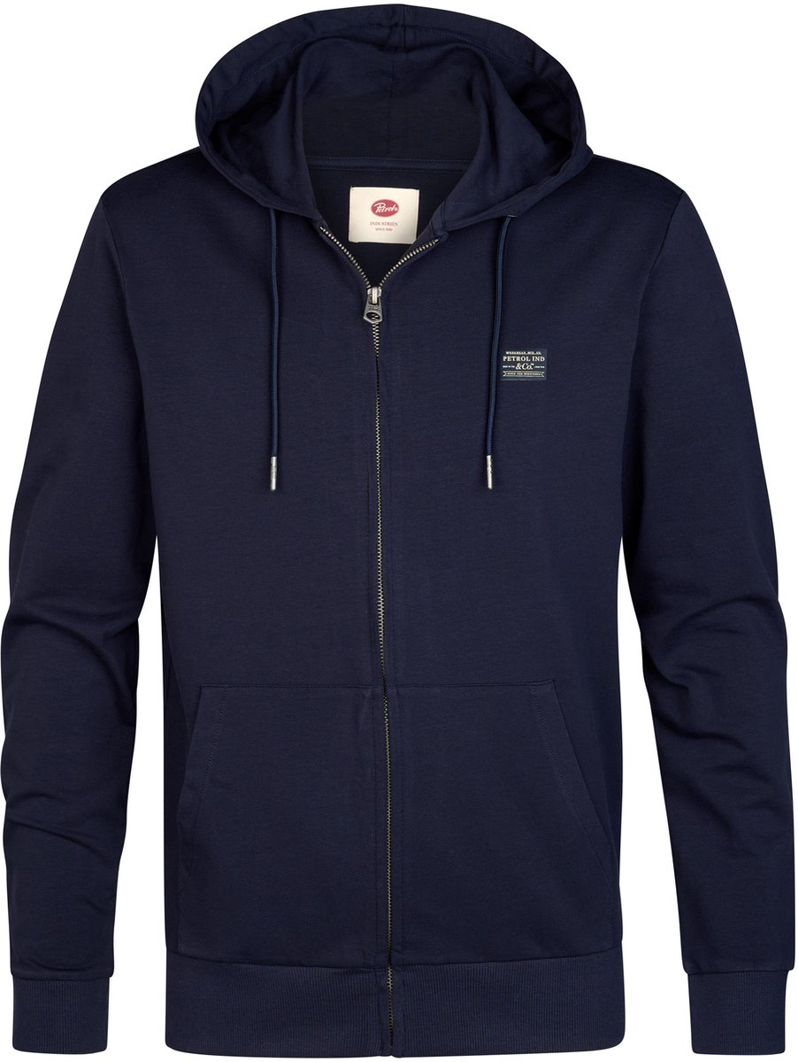 Petrol Industries - Heren Katoenen hoodie met rits stonepoint - Blauw - Maat XL