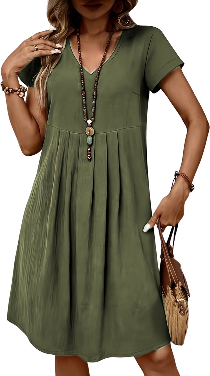 Currero Zomerjurk Dames Zomerjurken Volwassenen Vrouwen Midi Jurk Ibiza Stijl Sundress Dress Varengroen M