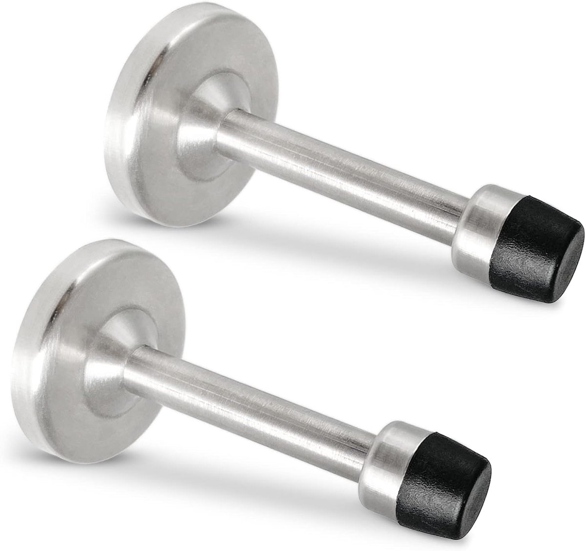 Deurstoppers 2 Stuks - Wandmontage Stoppers - Deuren Beschermen - Rubberen Bumperpunt - 10 cm - Geborsteld Staal