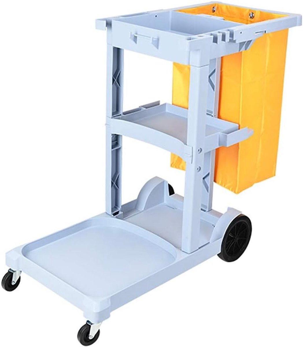 Schoonmaakwagen - Servicewagen - Efficiënt Schoonmaken - Waterdicht Ontwerp - 110x50x70cm - Grijs