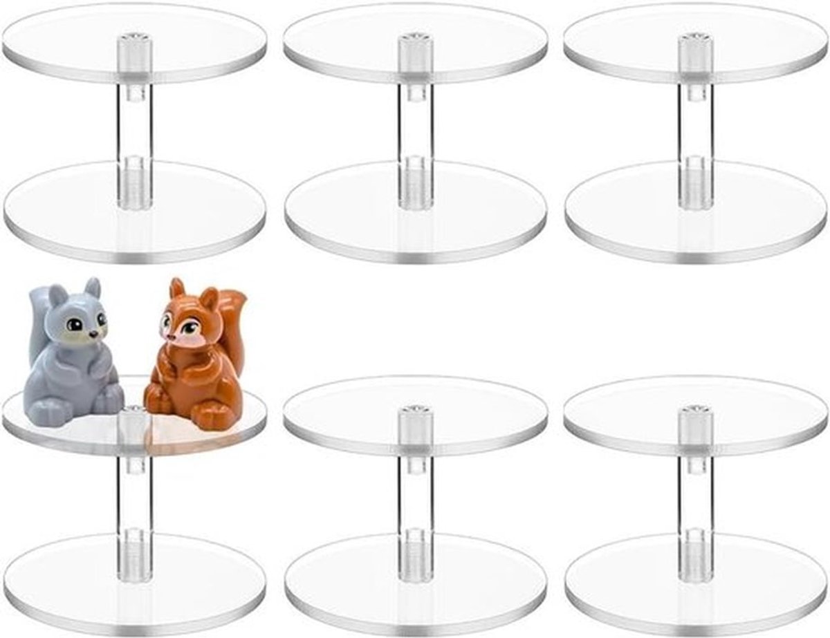 Acryl display-stand - ronde halterstok-stand - miniatuur display-stand - edelsteen sieraden - cupcake tafeldecor - geschikt voor 6 sets - zwart
