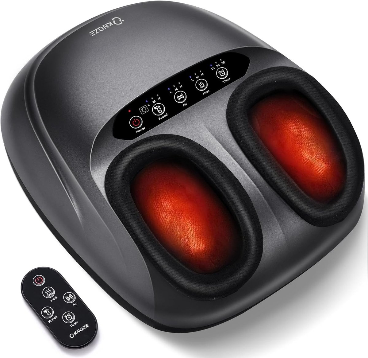 Voetmassageapparaat - Grijs - Met warmtefunctie - Diepe kneedmassage - Voor verlichting bij voetpijn