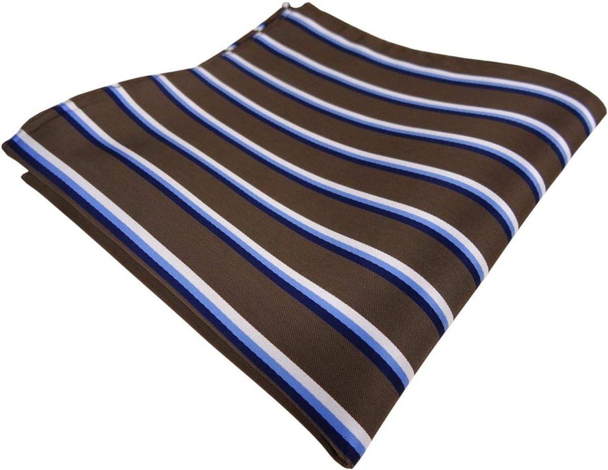 Zakdoek Heren - Accessoire Stijlvol - Feestelijke Gelegenheid - Gestreepte Print - 30x30 cm - Blauw Bruin