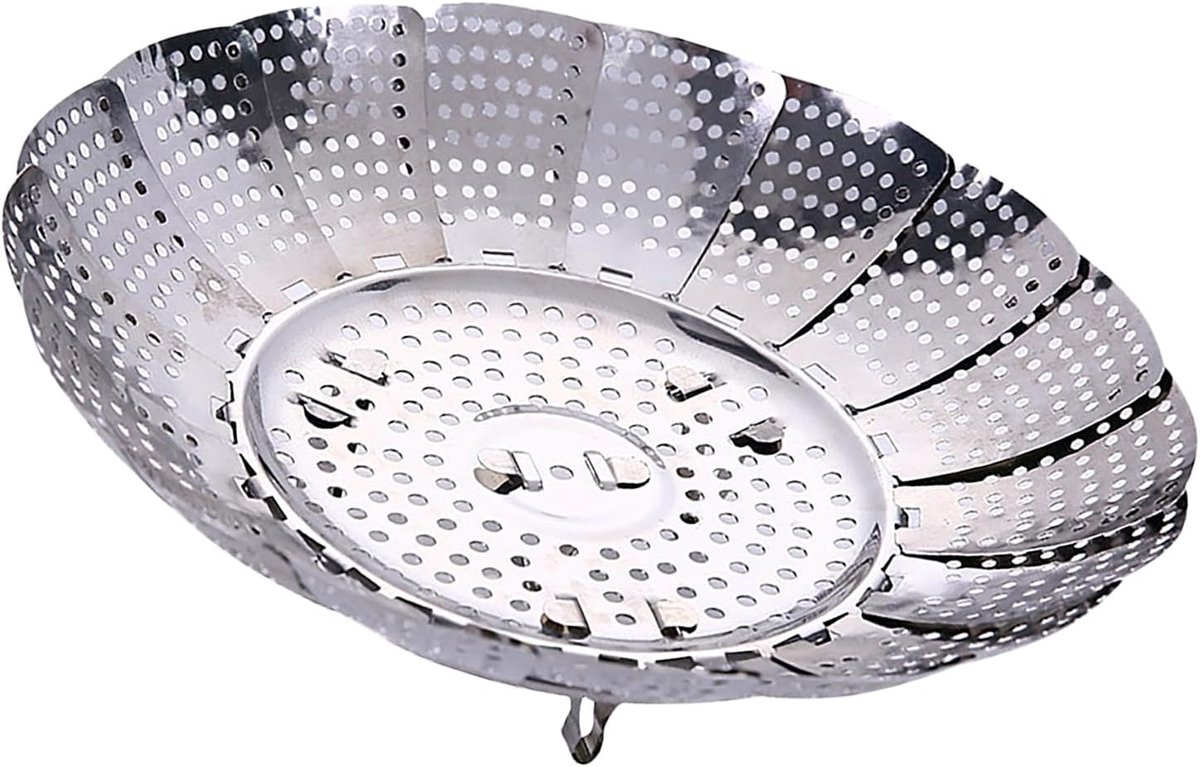 Stoommand RVS Opvouwbare stomer Gezond koken Afvoergaten Kleine maat Zilver