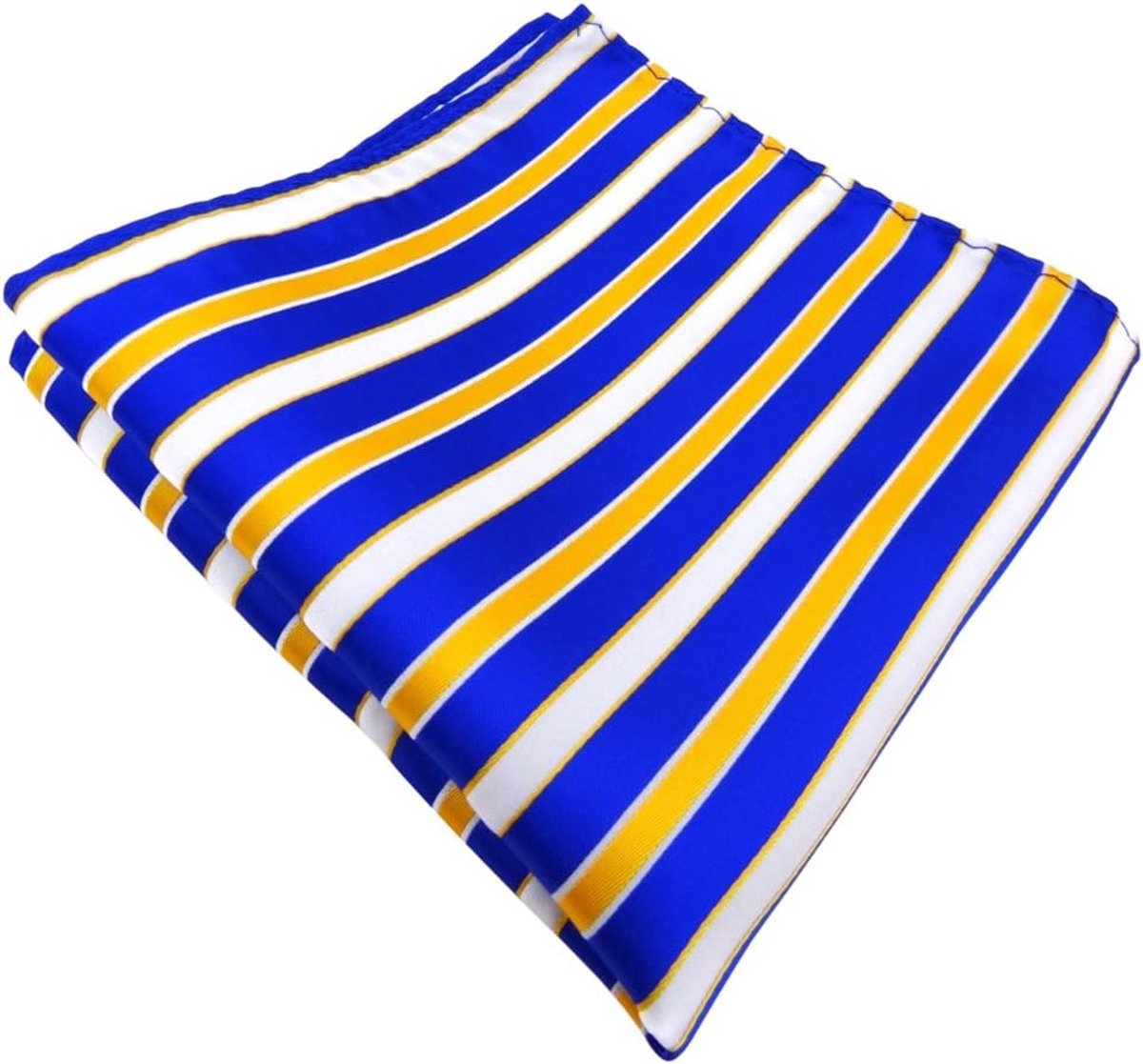 Zakdoek Heren - Pochette Stijlvol - Outfit Completeren - Gestreept Patroon - 30 x 30 cm - Blauw Geel Wit