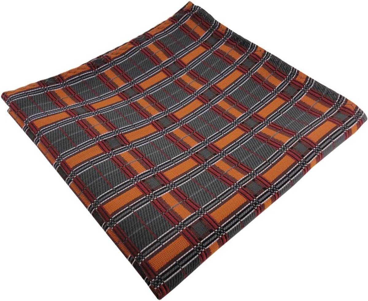 Zakdoek Heren - Accessoire - Feestelijk Geheel - Klassiek Ruitpatroon - 30 x 30 cm - Oranje