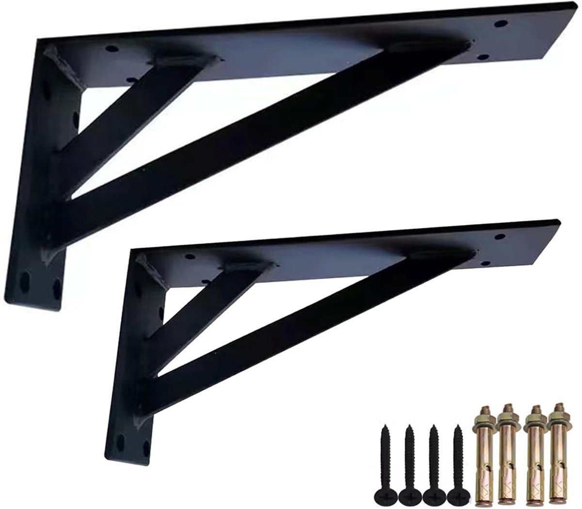 Plankdragers Set - Wandsteunen - Opbergen en decoreren - Verzwaarde constructie - 30 cm - Zwart
