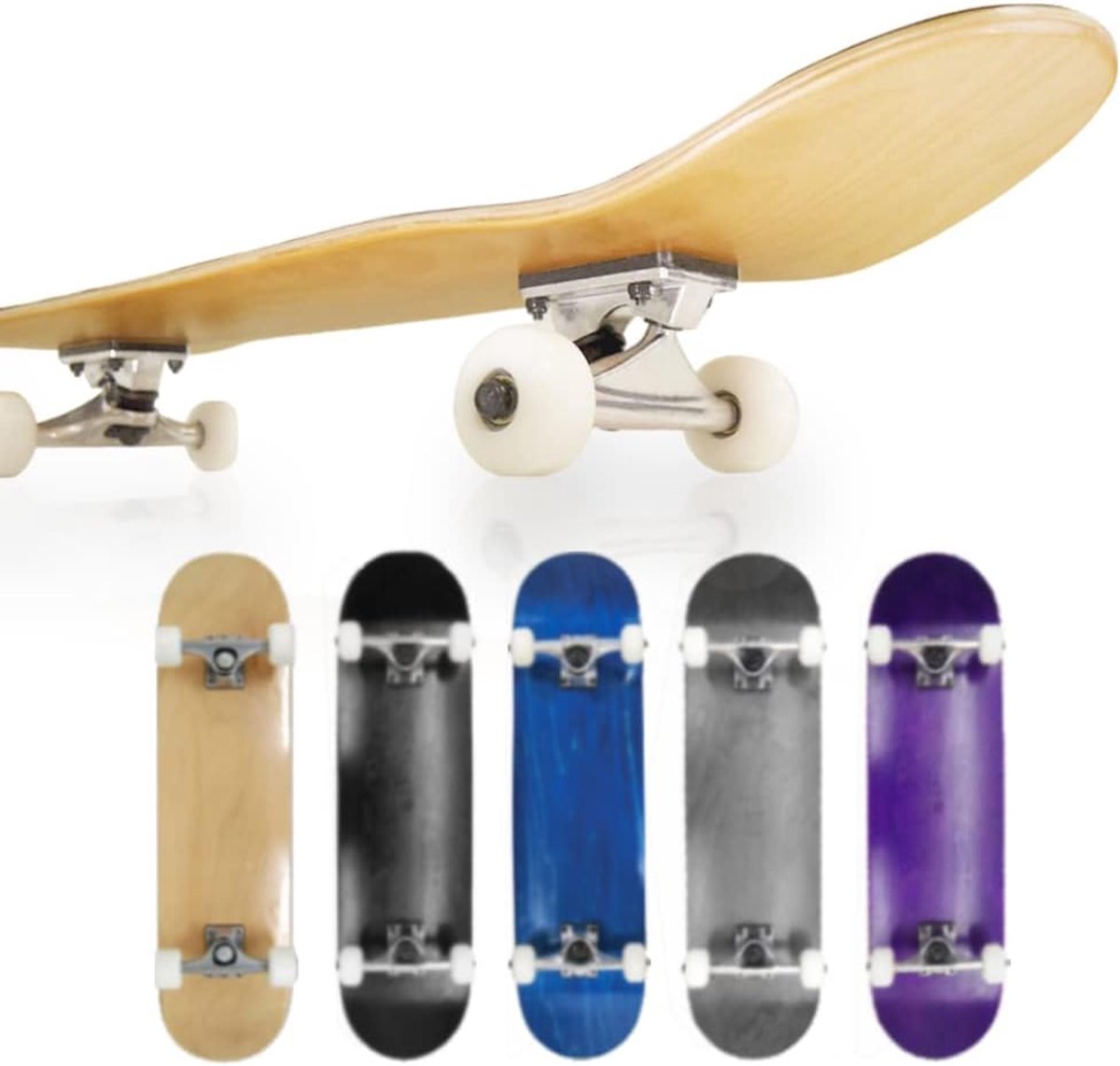 Compleet Skateboard Beginnersboard Tricks Straat Skaten 7 Lagen Esdoorn 7.75 Inch Natuurlijk