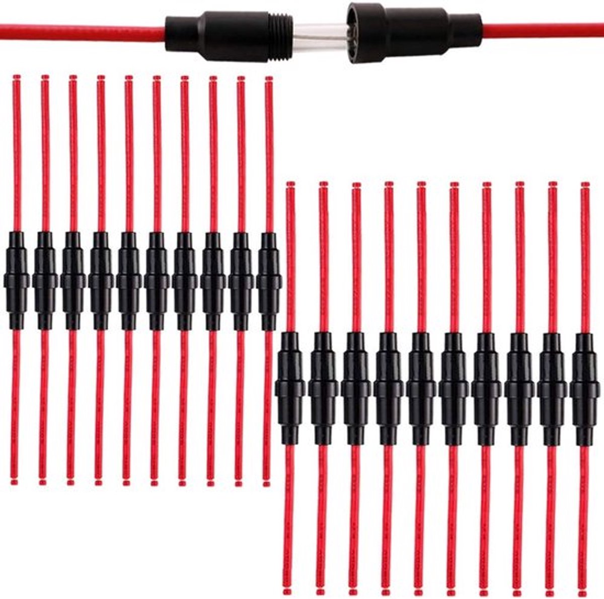 Dailygoody - 20pcs Glass Tube Fuse Holder - Inline Screw Type - 32V 20A Fuse Box