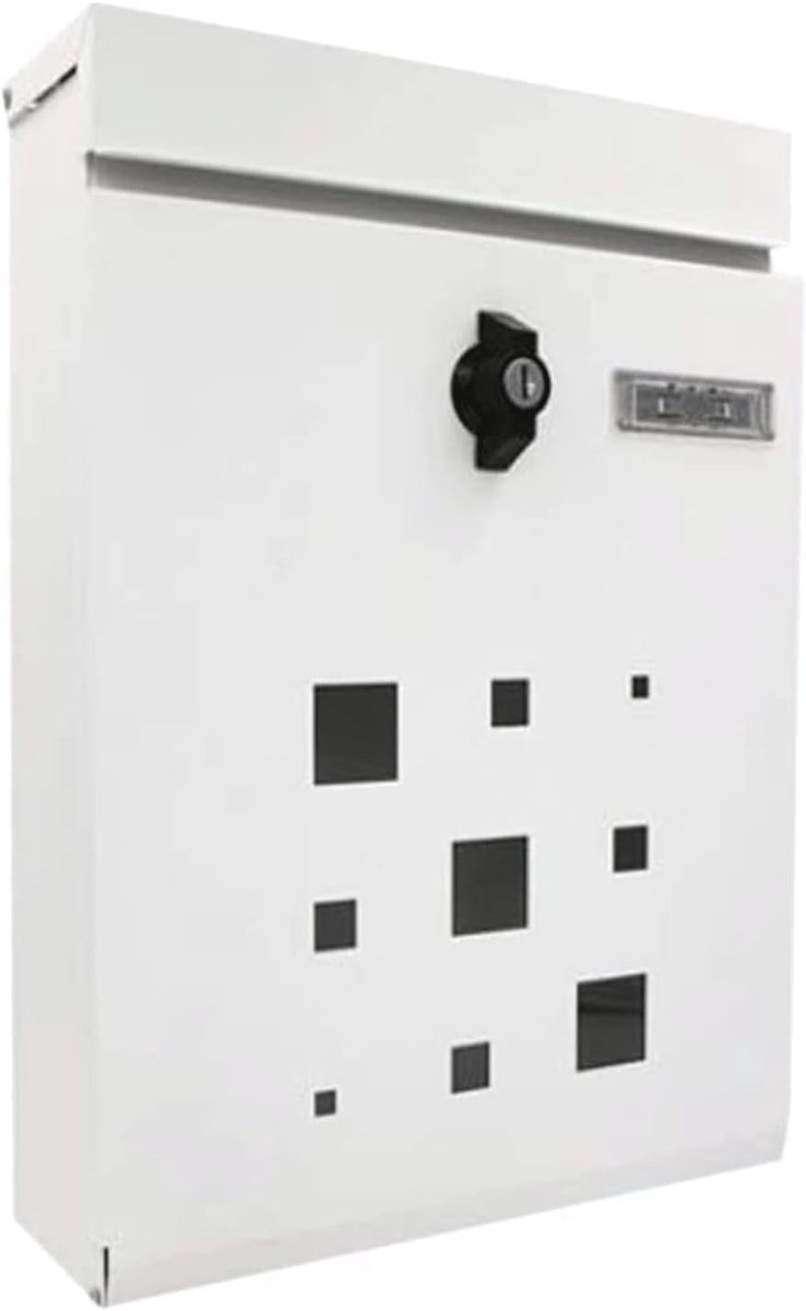 Wandmontage Brievenbus - Postkast Buiten - Veilig Post Ontvangen - Met Sleutelslot - 27.5x9.8x37.3cm - Wit