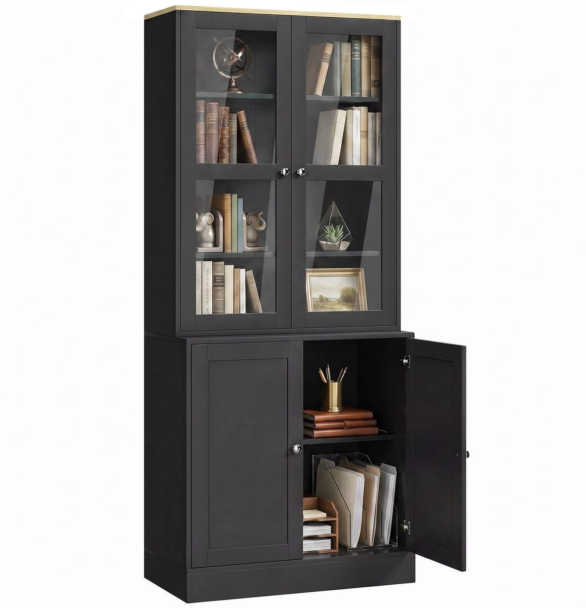 Homcom Boekenkast-MDF-76x40x179cm-Zwart