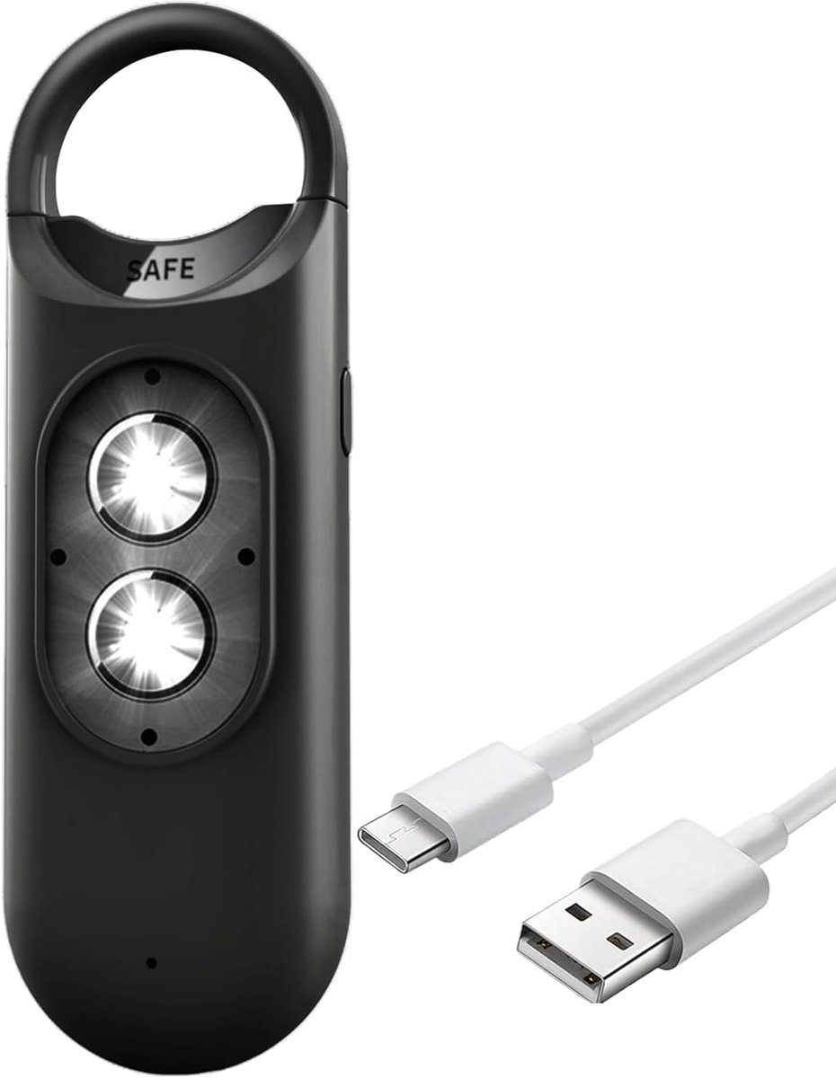 Persoonlijk Alarm - Veiligheidssirene Gadget - Noodsituatie Waarschuwing - 130dB Luid Geluid - 10.6x4.4x2.8 cm - Zwart