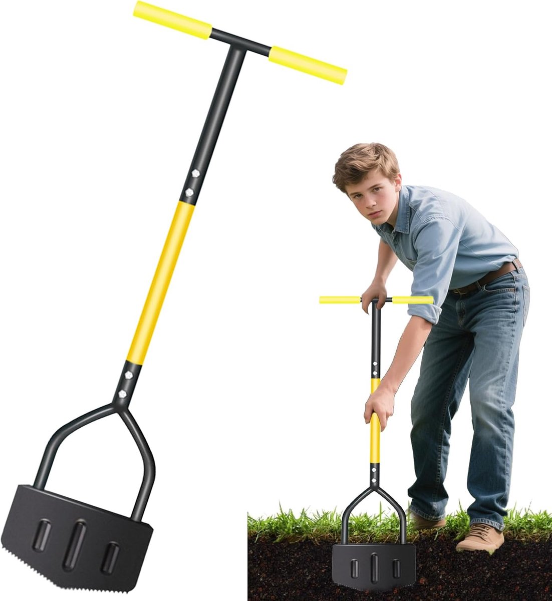Tuinranden Scherp - Gras Schraper - Bloembakken Vormgeven - Ergonomische Handgreep - 43.5 cm - Zilver