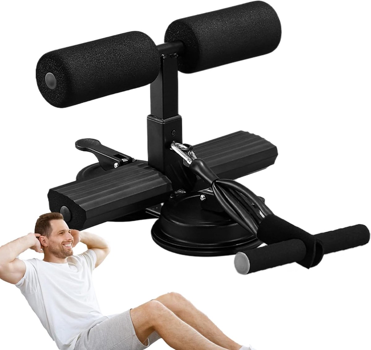 Buikspier Trainer - Fitness Hulpmiddel - Core Training - Sterke Zuigkracht - Verstelbaar - Zwart