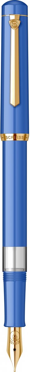 Scrikss 419 vulpen met zelfpiston | 23K vergulde roestvrijstalen details en inktniveauvenster | Indigo