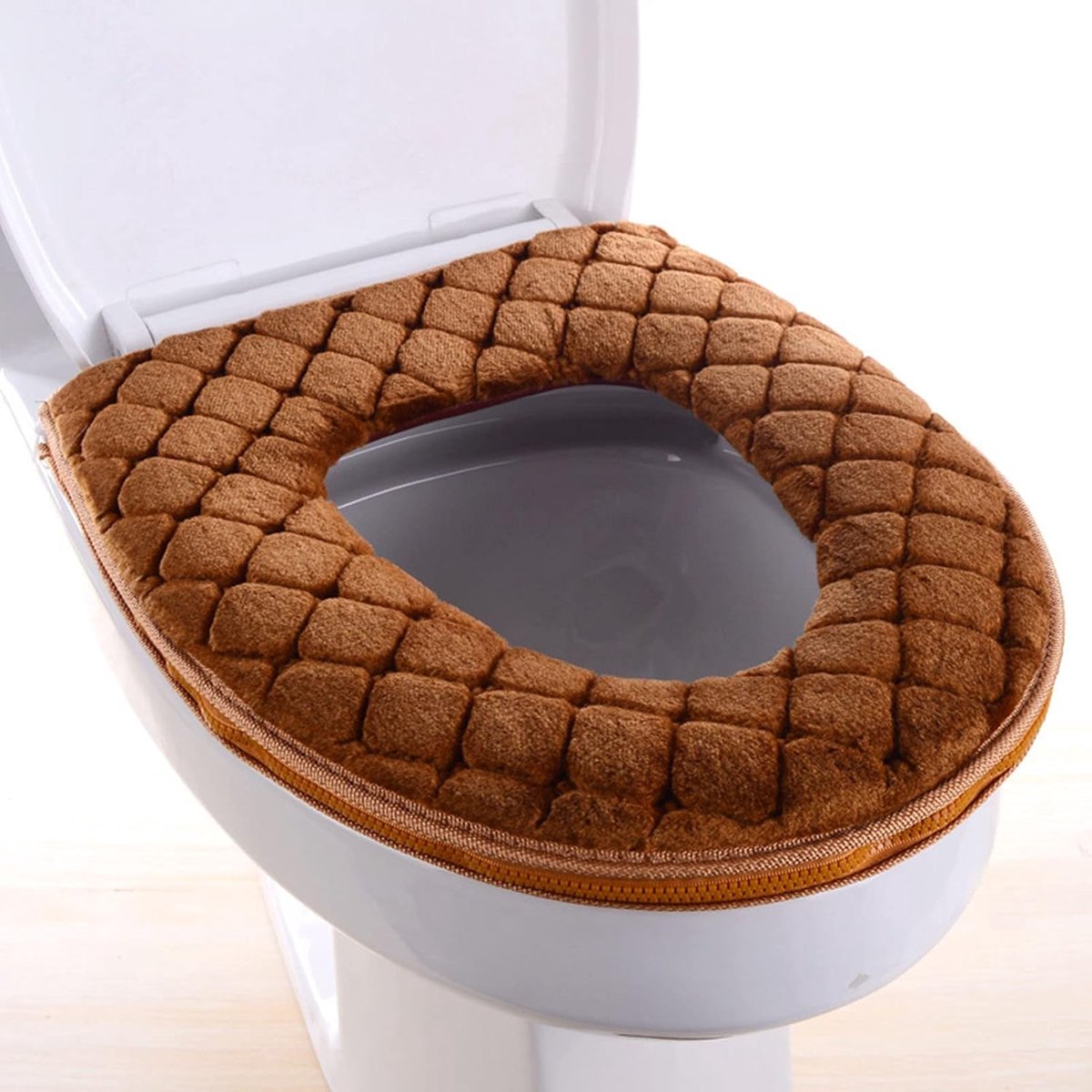 Toiletstoelhoes - Toiletbril kussen - Extra comfort - Wasbaar fluweel ontwerp - 43x37 cm - Bruin