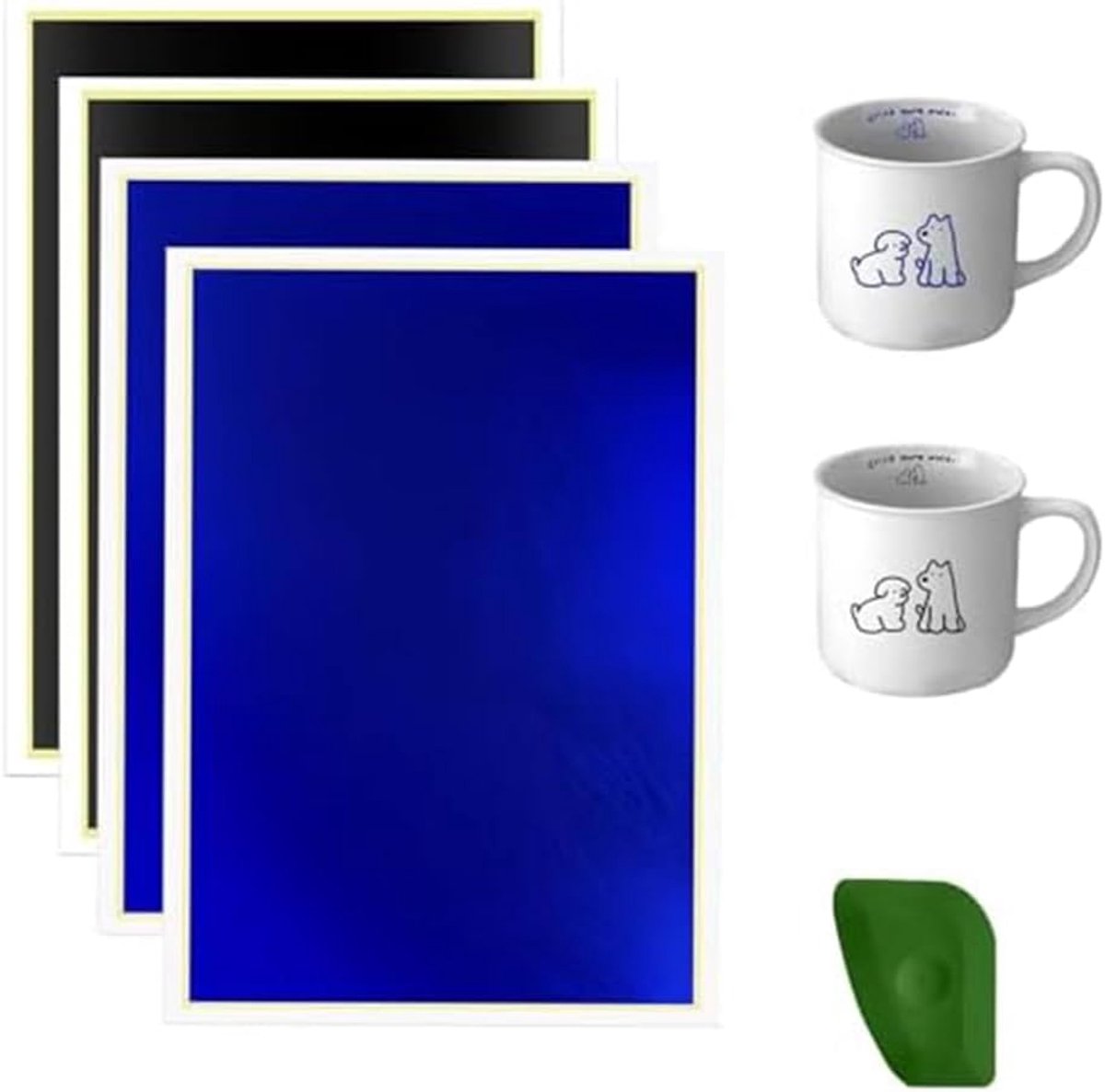 Graveerpapier Set - Markeerpapier - Creëren van Patronen - Wateroplosbaar - 4 Stuks - Zwart en Blauw