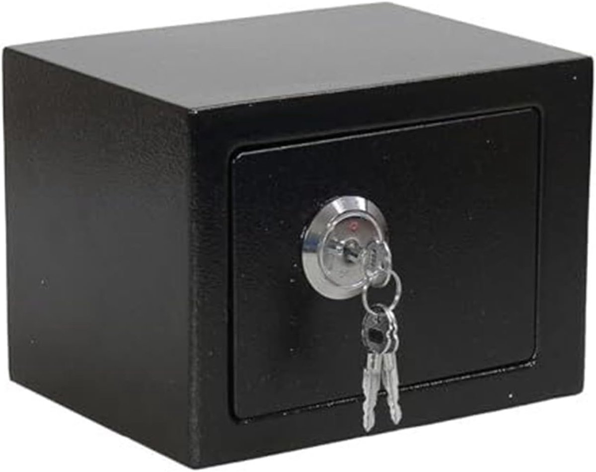 Sterke Kluis - Veiligheidsbox IJzer - Waardevolle Spullen - Sleutelbediening Extra - 17x23x17 cm - Zwart