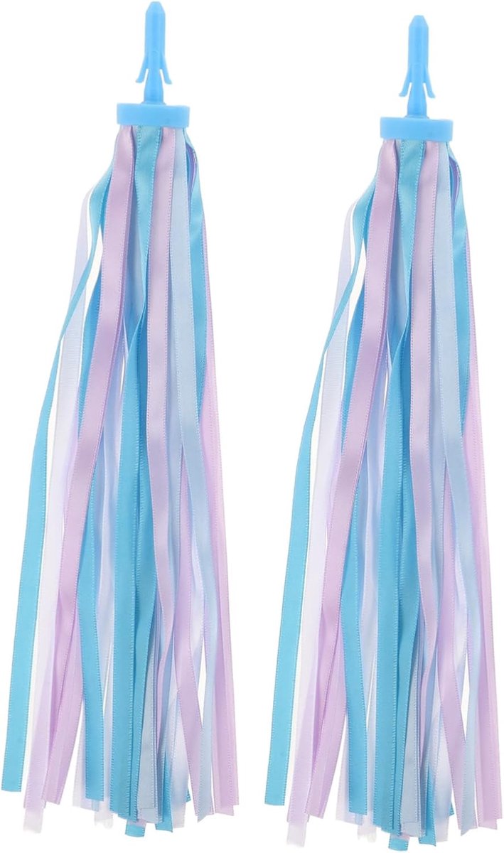 Fiets Stuurgreep Kwastjes - Fietsdecoratie Kinderen - Fiets Versieren - Universele Pasvorm - 2 Stuks - Blauw Roze