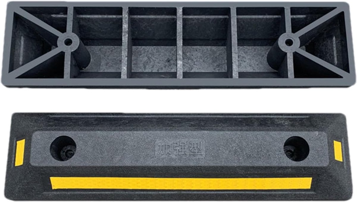 Rubberen Wielstop - Parkeerblok Bandstop - Voertuigen Parkeren - Antislip Oppervlak - 61 x 19 x 9.6 cm - Zwart